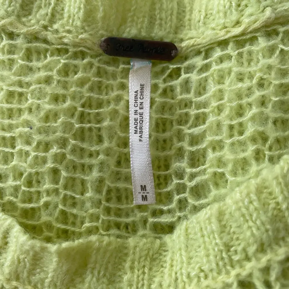 Free People Lime Green Wool Blend Sweater Sz M